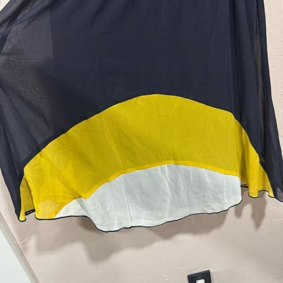 Enfocus Womens Dress Mini Navy/Black Yellow Color Block Sleeveless - Picture 3 of 6